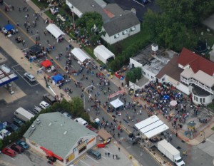 Aerial view of the Street Stage, Haverford Music Festival 2011